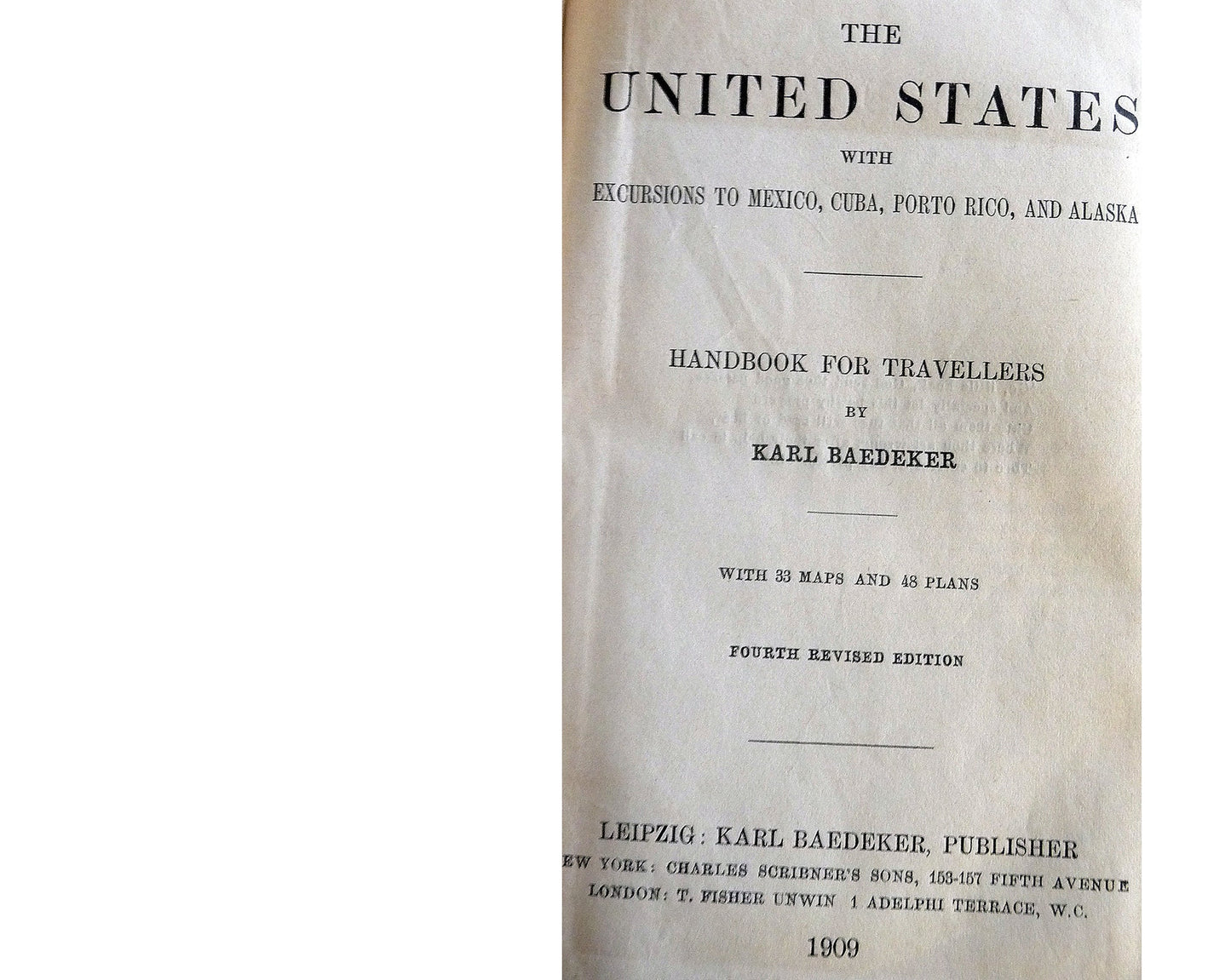 1909 Baedecker?s United States tour guide - Excellent condition!