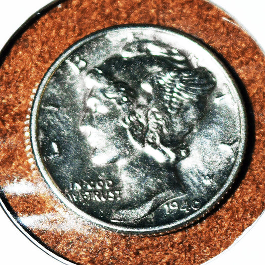 Brilliant, uncirculated, 1940 Philadelphia mint Mercury dime!