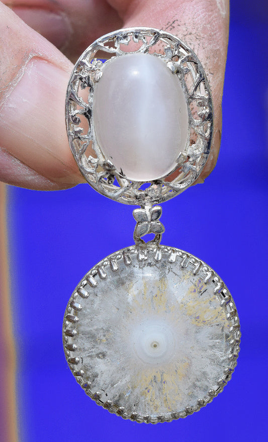 Moon momma&#39;s Lunar lovely - Moonstone and Quartz talisman pendant.