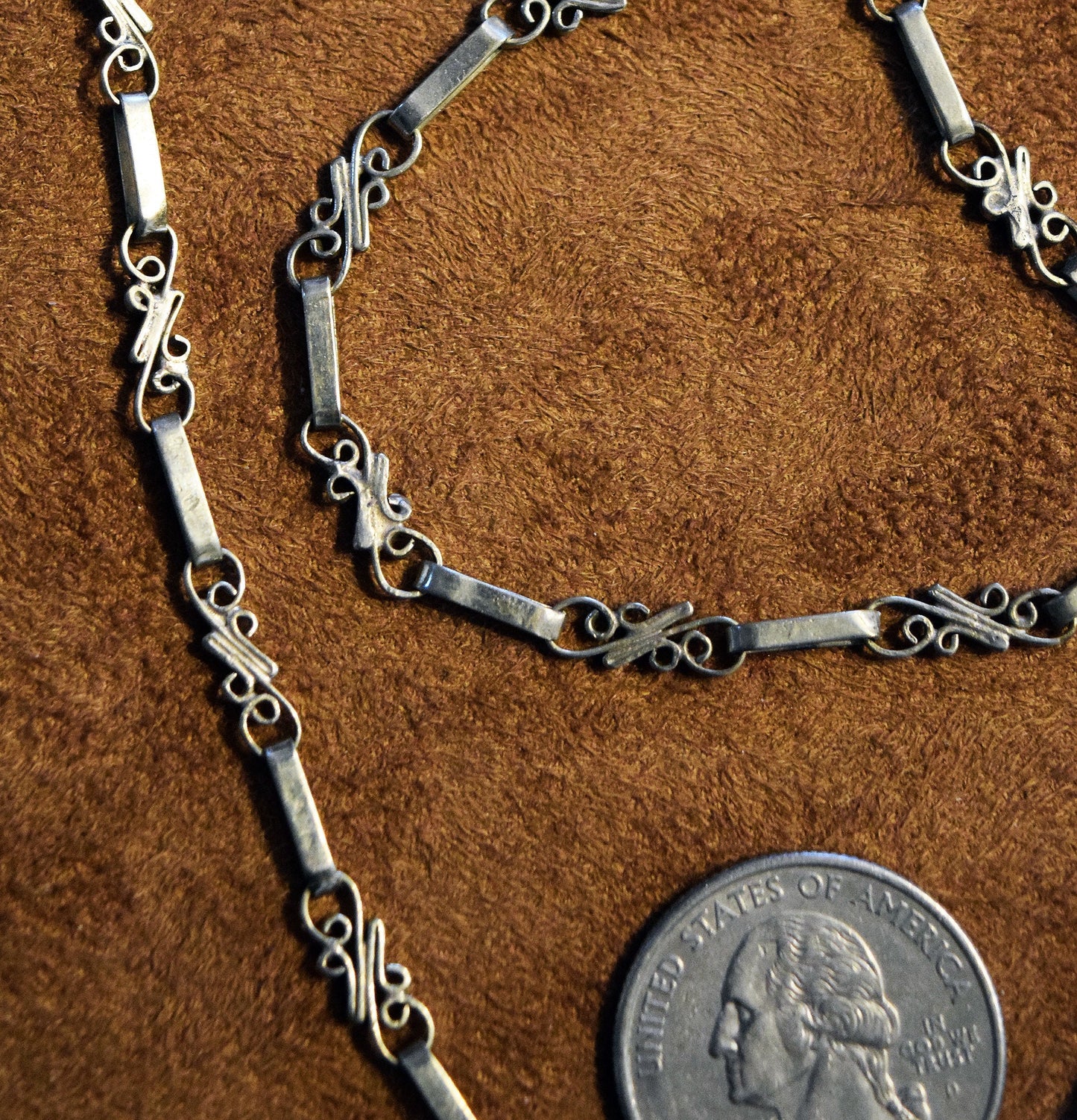 Double-sided Sterling Silver Mayan Calendar pendant on a 26 inch handmade ornate silver chain.