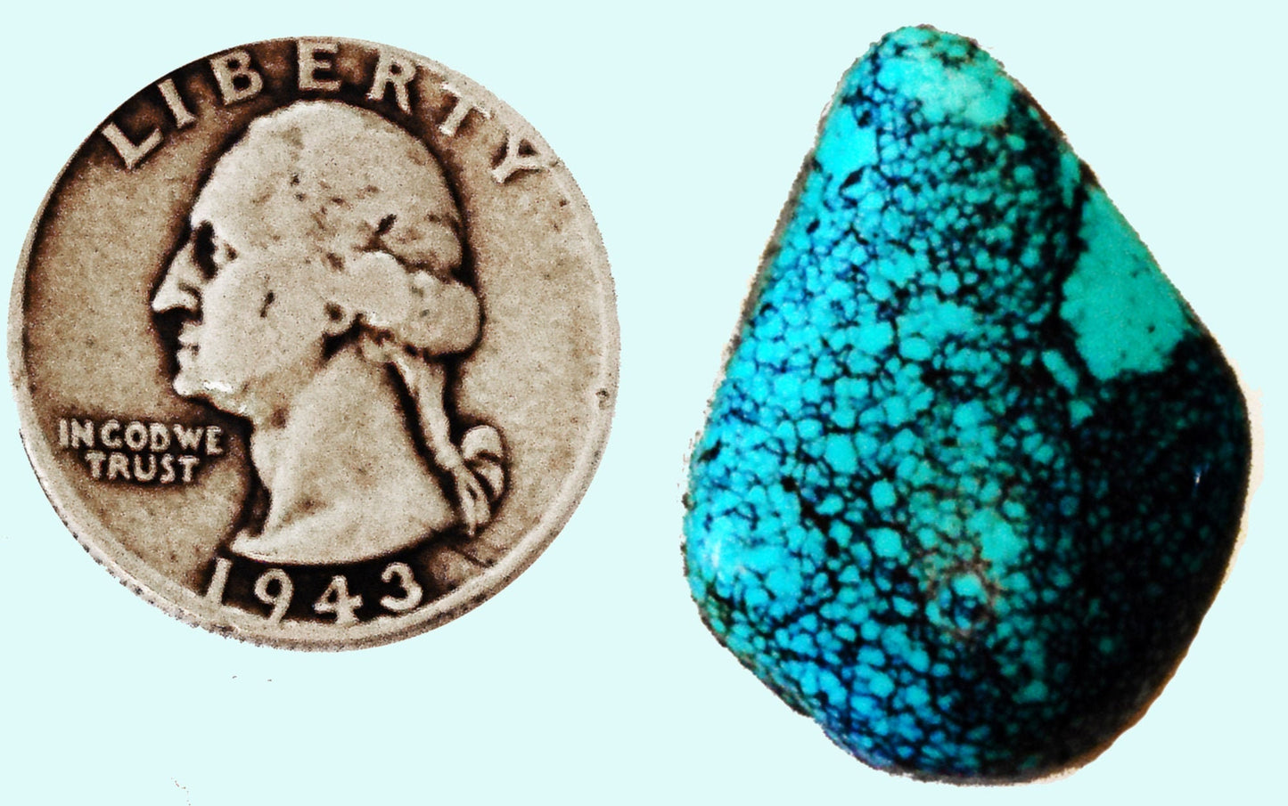 34.5 carat 100% natural, spiderweb turquoise from Hubie