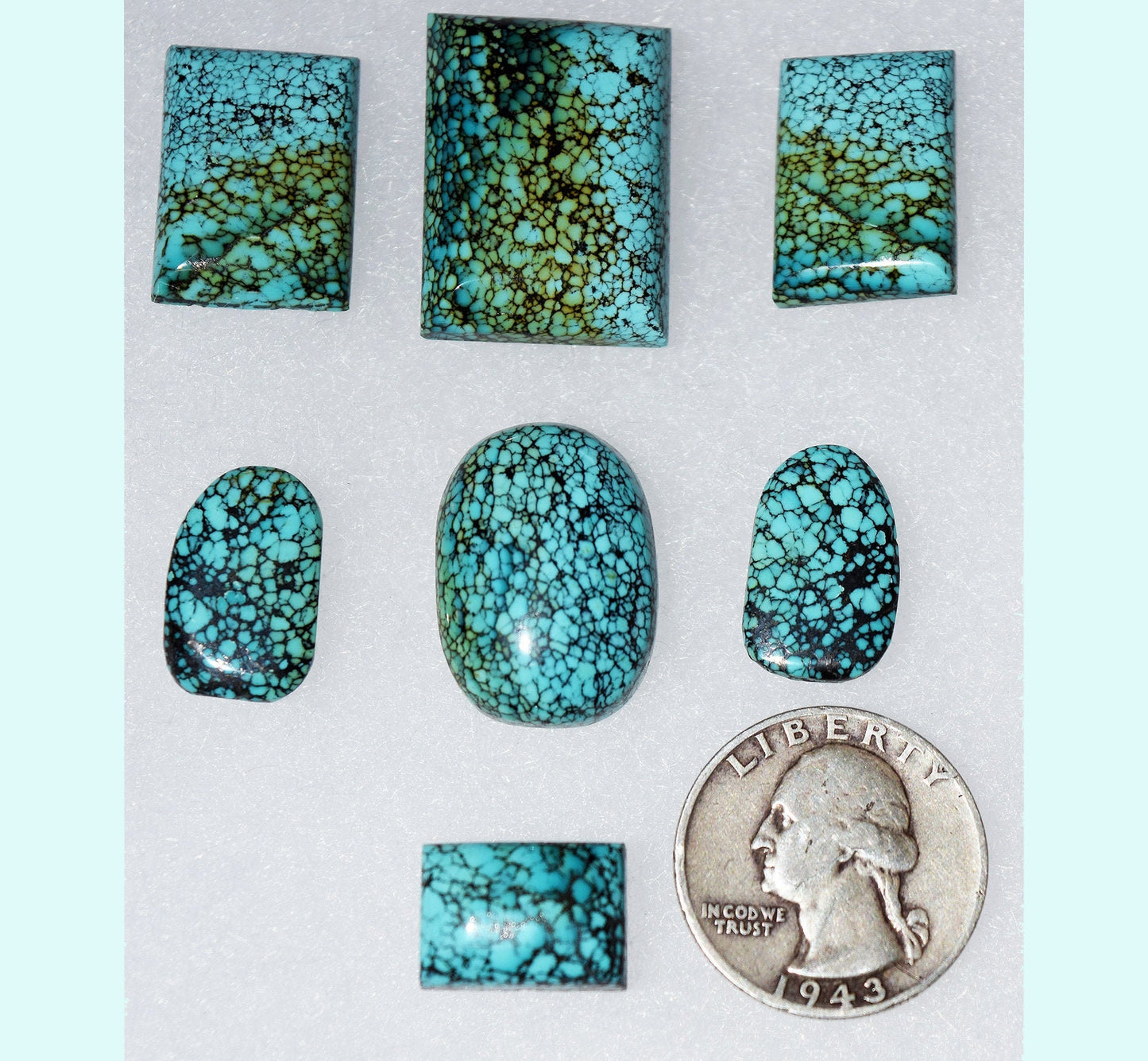 UNHEARD OF! Top-grade 100% natural, unbacked and untreated Gem Spiderweb Turquoise suite weighing over 130 carats, total!