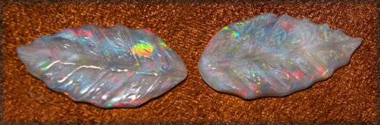 Black is BEAUTIFUL! Especially in Opals! 18.62 carats of Black Opal carved leaves from Mintabe, Australia!