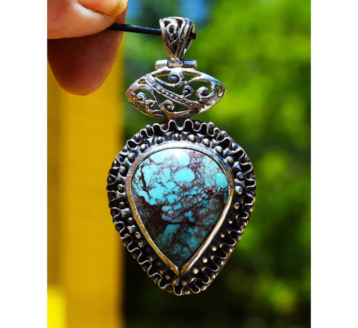 Beautiful Egyptian Turquoise in a Sterling silver pendant.