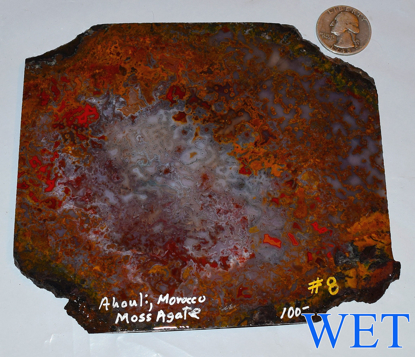 Rare, multi-colored moss agate from the Ahouli beds in Morocco. #8