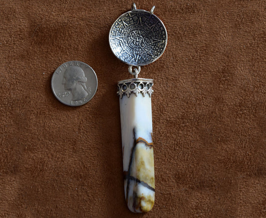 Mayan Calendar, rare polka-dot Agate pendant