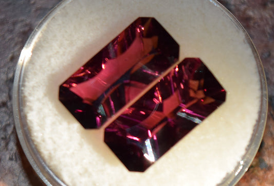 Rare matched set of Nigerian Rubellite (red Tourmaline) stones for earrings.  7.34 carats total weight of tourmaline heaven!