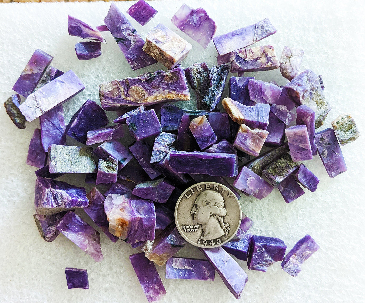 97 grams of high grade Charoite for cutting small stones or inlay